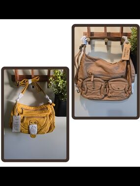 Ampere Creations Bundle Functional Everyday Hobo Bag — Yellow and Tan